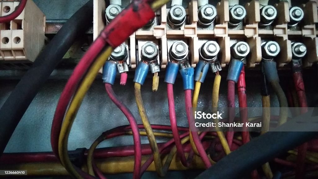 Corroded terminal block with degraded wiring connections